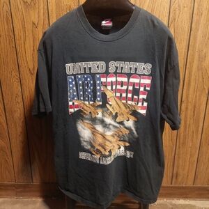 United States Air Force Black T-Shirt Vintage Xl Defending Americas Freedo.